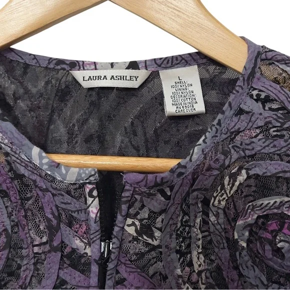 NWT Laura Ashley Purple Mesh Full Zip Jacket Womens Size L Spring Colorful